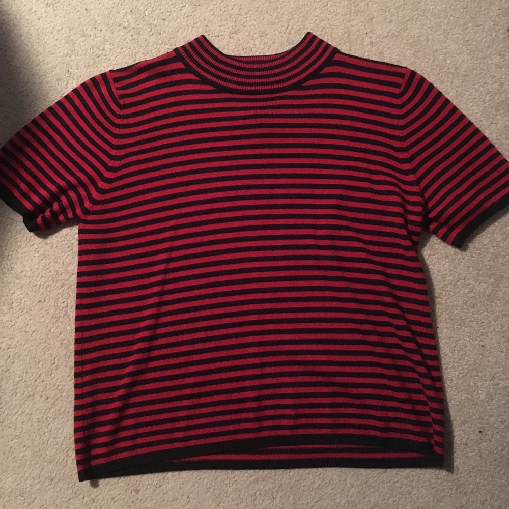 SAGO HARBOR red and black striped short sleeve